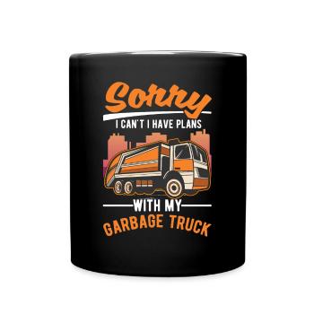 Müllmann Gift Garbage Collection Garbage Truck - Full Colour Mug - black - Front
