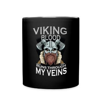 Viking Warrior - Wikingerblut fließt durch meine - Tasse einfarbig - Schwarz - Vorne