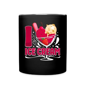 Crème glacée Coeur J’aime la crème glacée - Mug uni - noir - Devant