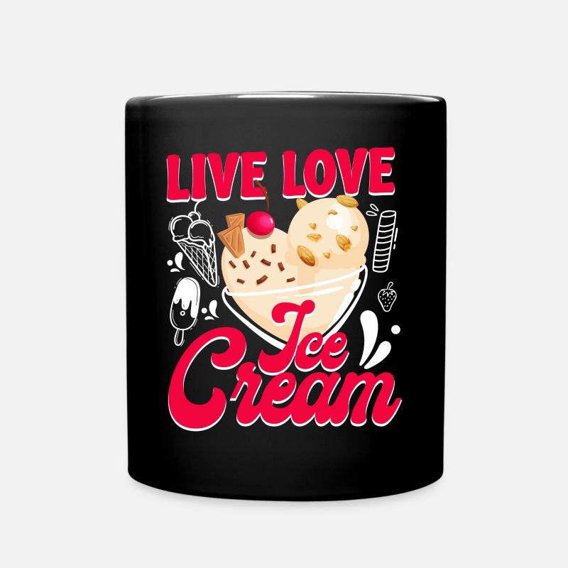 Ice Cream Cone Popsicle Live Love - Tasse einfarbig - Schwarz