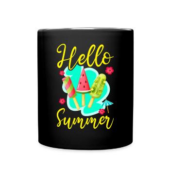 Ice Cream Popsicle Hello Summer - Full Colour Mug - black - Front