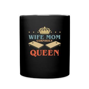 Wife Mom Cornhole Queen Shirt Gift - Full Colour Mug - black - Front