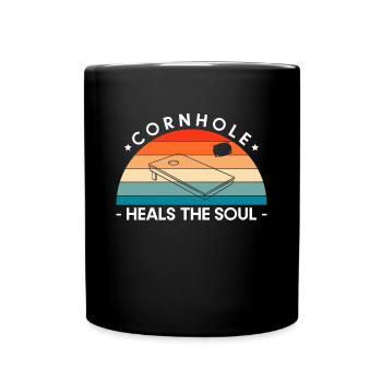 Cornhole Heals The Soul Shirt Geschenk - Tasse einfarbig - Schwarz - Vorne
