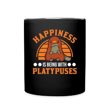 Happiness is being with Platypuses Schnabeltier - Full Colour Mug - black - Front