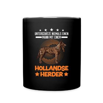 Hollandse Herder Mann Herdershond - Tasse einfarbig - Schwarz - Vorne