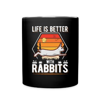 La vie est meilleure avec Rabbits Rabbit Bunnies - Mug uni - noir - Devant