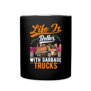 Garbage Truck Garbage Collection Gift Garbage Truck - Full Colour Mug - black - Front