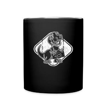 Dino Photography Dinosaurier Lustiger Fotograf - Tasse einfarbig - Schwarz - Vorne
