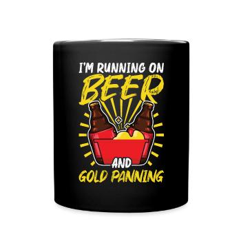 Je cours sur la bière et l’orpaillage - Gold Panner - Mug uni - noir - Devant