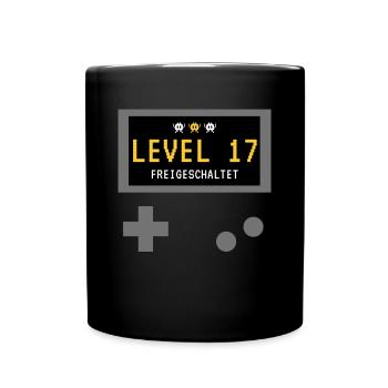 Level 17 freigeschaltet! Gamer Spieler Zocker - Tasse einfarbig - Schwarz - Vorne