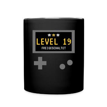 Level 19 freigeschaltet! Gamer Spieler Zocker - Tasse einfarbig - Schwarz - Vorne