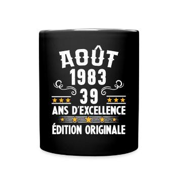 39 Ans Anniversaire Vintage Né(e) en Août 1983 - Mug uni - noir - Devant