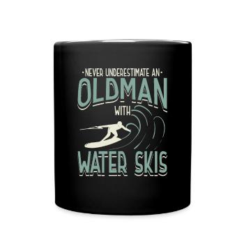 Never Underestimate An Old Man With Water Ski - Full Colour Mug - black - Front