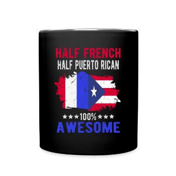 Moitié Français moitié portoricain - Mug uni - noir - Devant