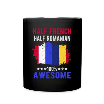 Half French Half Romanian - Full Colour Mug - black - Front