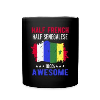 Moitié Français moitié sénégalais - Mug uni - noir - Devant