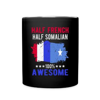 Moitié Français moitié somalien - Mug uni - noir - Devant