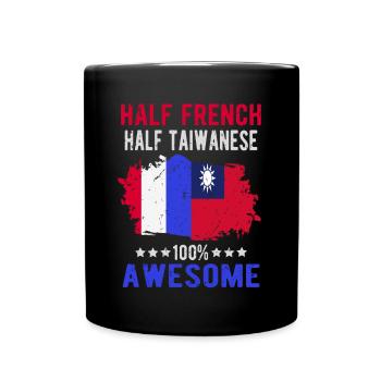 Half French Half Taiwanese - Full Colour Mug - black - Front