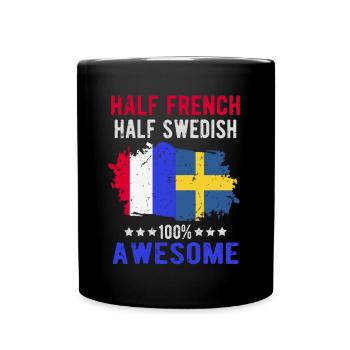 Halb Franzose Halb Schwede - Tasse einfarbig - Schwarz - Vorne