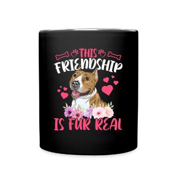 Staffordshire Terrier Friendship Est fourrure - Mug uni - noir - Devant