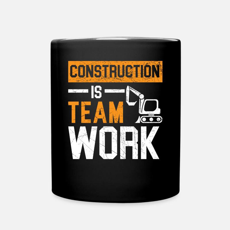Bau ist Teamarbeit Job Bauarbeiter - Tasse einfarbig - Schwarz
