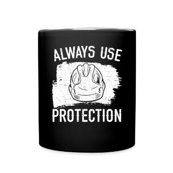 Always Use Protection Job Construction Worker - Full Colour Mug - black - Front