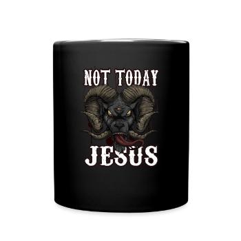 Nicht heute Jesus - Goth Baphomet Ziege - Tasse einfarbig - Schwarz - Vorne