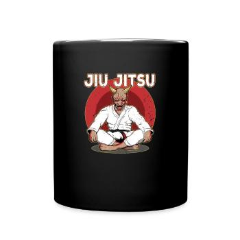 BJJ Oni Demon - Brasilianisches Jiu Jitsu MMA - Tasse einfarbig - Schwarz - Vorne