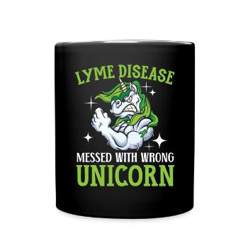 Lyme-Borreliose mit dem falschen Einhorn durcheinander gebracht - Tasse einfarbig - Schwarz - Vorne