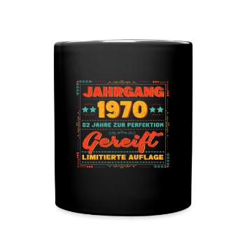 Jahrgang 1970 52 Jahre Geschenk 52. Geburtstag - Tasse einfarbig - Schwarz - Vorne