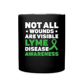 Not All Wounds Are Visible Lyme Disease Awareness - Full Colour Mug - black - Front
