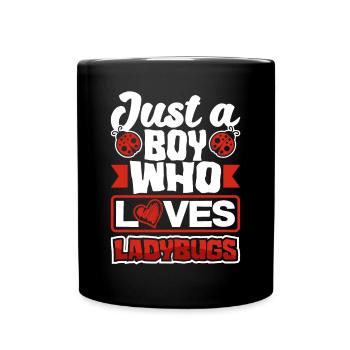 Ladybug Entomology Ladybirds Just a Boy Who Loves - Full Colour Mug - black - Front