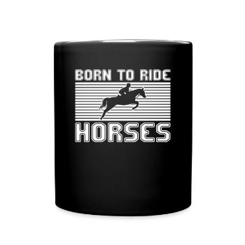 Pferde reiten - Tasse einfarbig - Schwarz - Vorne