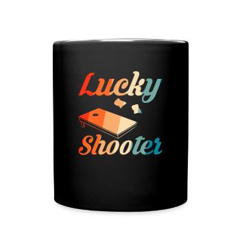 Lucky Shooter Cornhole Shirt Gift - Full Colour Mug - black - Front