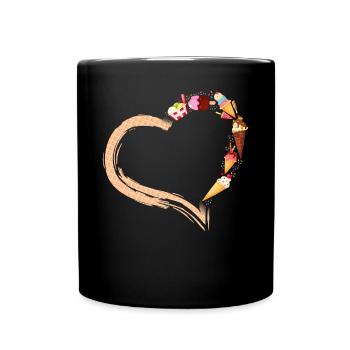 Ice Cream Heart Cone Popsicle - Full Colour Mug - black - Front