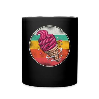 Ice Cream Retro Vintage Cone - Full Colour Mug - black - Front