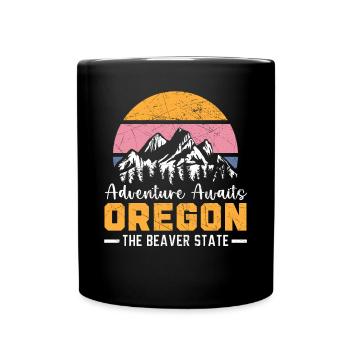 Adventure Awaits Oregon The Beaver State USA - Full Colour Mug - black - Front