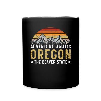 Adventure Awaits Oregon The Beaver State USA - Full Colour Mug - black - Front