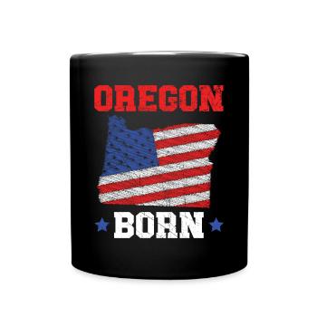 Oregon Born USA America Oregonians Travel Tourist - Full Colour Mug - black - Front