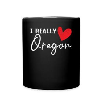I Really Love Oregon USA America Oregonians - Full Colour Mug - black - Front