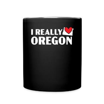 I Really Love Oregon USA America Oregonians - Full Colour Mug - black - Front