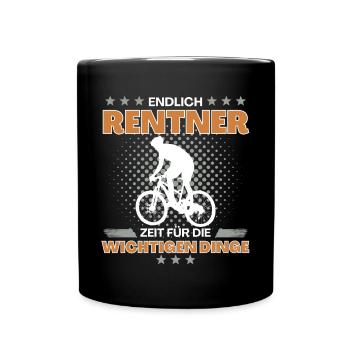 Fahrradfahrer in Rente Endlich Zeit fürs Fahrrad - Tasse einfarbig - Schwarz - Vorne