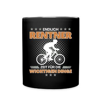 Fahrradfahrer in Rente Endlich Zeit fürs Fahrrad - Tasse einfarbig - Schwarz - Vorne