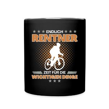 Fahrradfahrer in Rente Endlich Zeit fürs Fahrrad - Tasse einfarbig - Schwarz - Vorne