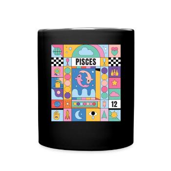 Fische Horoskopfische abstrakte Zodiac Art Mystic - Tasse einfarbig - Schwarz - Vorne