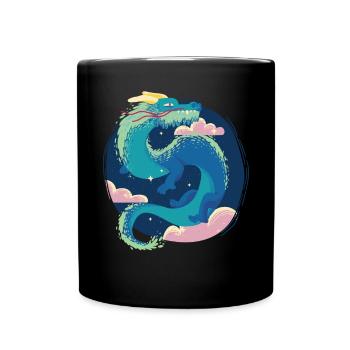 Chinese Dragon Asian Orientaler Schlange Fantasy S - Tasse einfarbig - Schwarz - Vorne