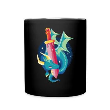 Niedliche Drachenfantasieschwert Mythische Kreatur - Tasse einfarbig - Schwarz - Vorne