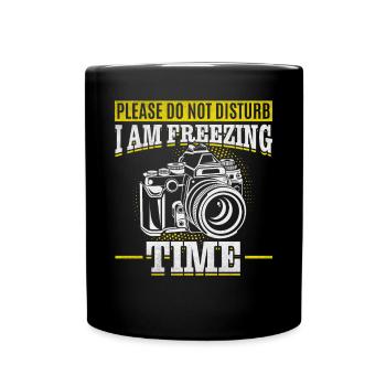 Bitte nicht stören Ich friere Zeit Lustiger - Tasse einfarbig - Schwarz - Vorne