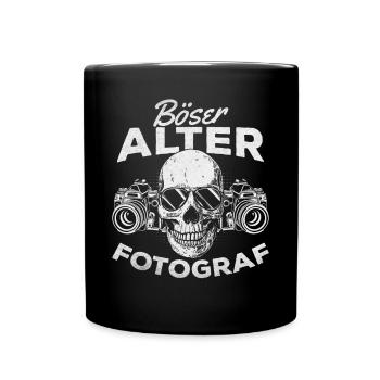 Fotografen Opa Kamera Fotografie Böser Alter - Tasse einfarbig - Schwarz - Vorne