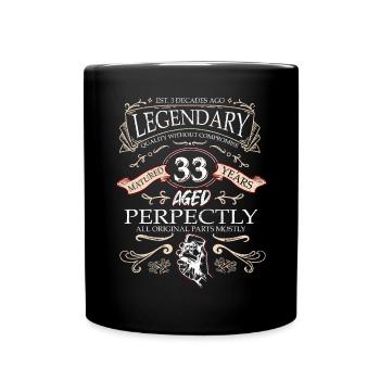 Vintage Legendary - Aged perfectly 33. Geburtstag - Tasse einfarbig - Schwarz - Vorne